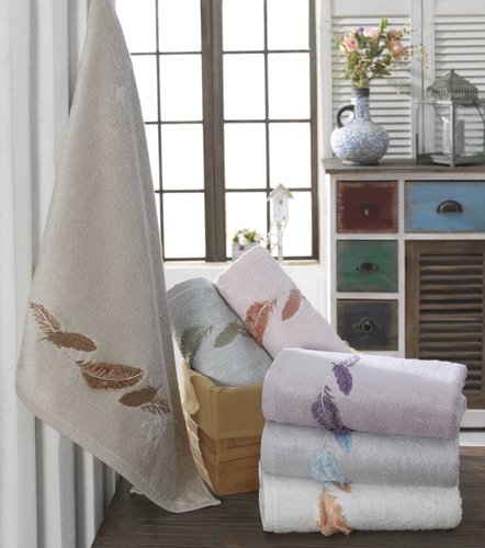 Полотенце для ванной в подарочной упаковке Hobby Home Collection GULNIHAL-GUZ бамбуково-хлопковая махра розовый 50х90, фото, фотография