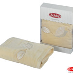 Полотенце для ванной в подарочной упаковке Hobby Home Collection LEYDI-ANNA хлопковая махра жёлтый 50х90, фото, фотография