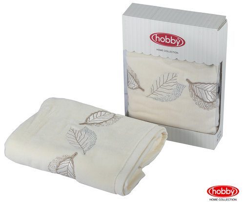 Полотенце для ванной в подарочной упаковке Hobby Home Collection LEYDI-ANNA хлопковая махра кремовый 50х90, фото, фотография