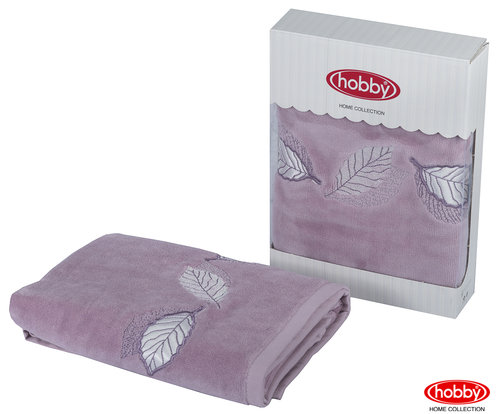 Полотенце для ванной в подарочной упаковке Hobby Home Collection LEYDI-ANNA хлопковая махра лиловый 50х90, фото, фотография