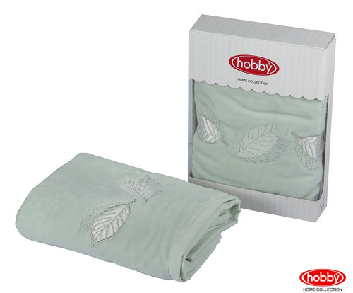 Полотенце для ванной в подарочной упаковке Hobby Home Collection LEYDI-ANNA хлопковая махра минт 50х90, фото, фотография