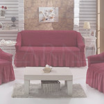 Набор чехлов на трёхместный диван и кресла 2 шт. Bulsan EVERY грязно-розовый, фото, фотография