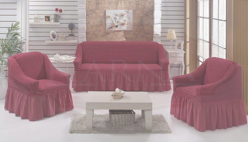 Набор чехлов на трёхместный диван и кресла 2 шт. Bulsan EVERY грязно-розовый, фото, фотография