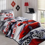 Комплект подросткового постельного белья с покрывалом Hobby Home Collection X-RACING хлопковый поплин красный 1,5 спальный, фото, фотография
