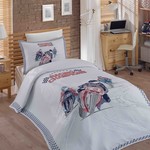Комплект подросткового постельного белья с покрывалом Hobby Home Collection LE-MAN хлопковый сатин 1,5 спальный, фото, фотография