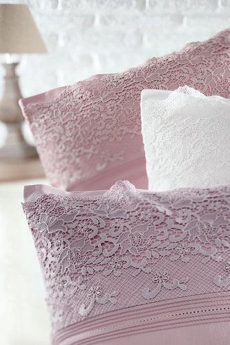 Постельное белье с покрывалом Gelin Home EVIN хлопковый сатин делюкс персиковый евро, фото, фотография
