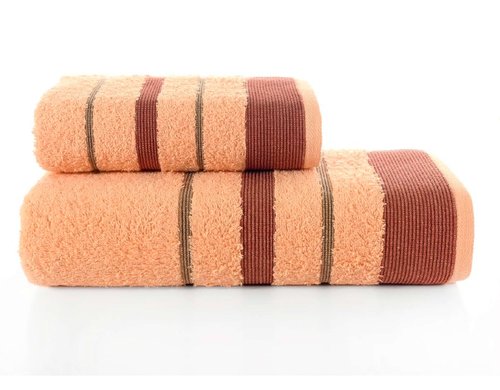 Набор полотенец для ванной Karna REGAL SET хлопковая махра абрикосовый, фото, фотография