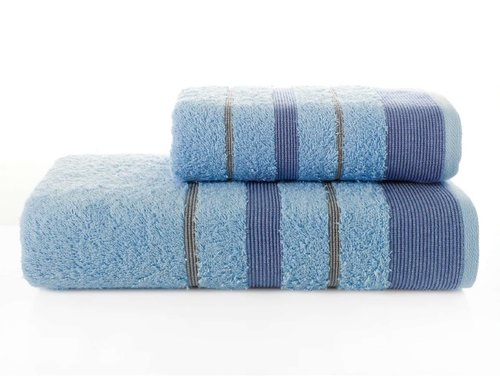 Набор полотенец для ванной Karna REGAL SET хлопковая махра голубой, фото, фотография