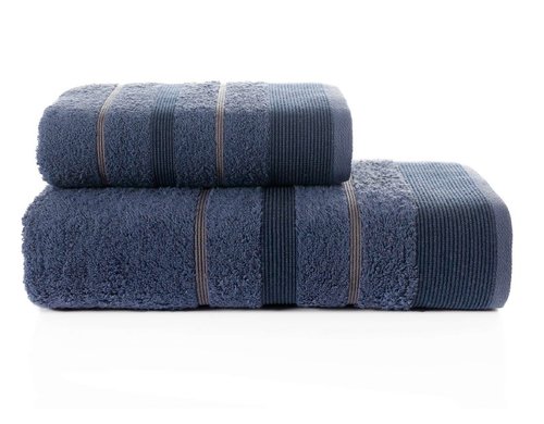 Набор полотенец для ванной Karna REGAL SET хлопковая махра синий, фото, фотография