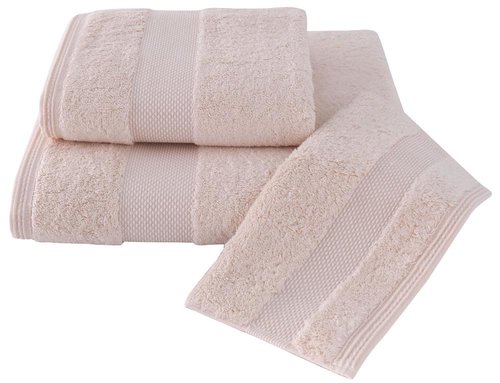 Набор полотенец для ванной в подарочной упаковке 32х50 3 шт. Soft Cotton DELUXE хлопковая махра персиковый, фото, фотография