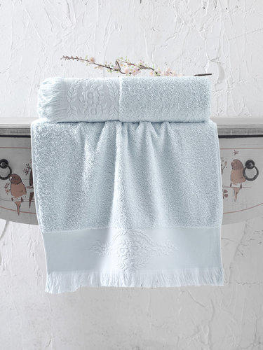 Полотенце для ванной Karna DIVA хлопковая махра ментол 50х90, фото, фотография