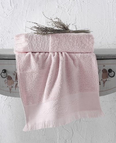 Полотенце для ванной Karna DIVA хлопковая махра пудра 70х140, фото, фотография