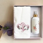 Полотенце для ванной и ароматический спрей Tivolyo Home TWIN LOVE хлопковая махра 50х100, фото, фотография