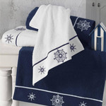 Набор полотенец для ванной 2 пр. Soft Cotton MARINE LADY хлопковая махра синий, фото, фотография