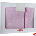 Подарочный набор полотенец для ванной 2 пр. Hobby Home Collection ALICE хлопковая махра розовый, фото, фотография