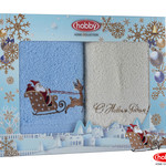 Подарочный набор полотенец для ванной 50х90 2 шт. Hobby Home Collection HAPPY NEW YEAR хлопковая махра A8, фото, фотография