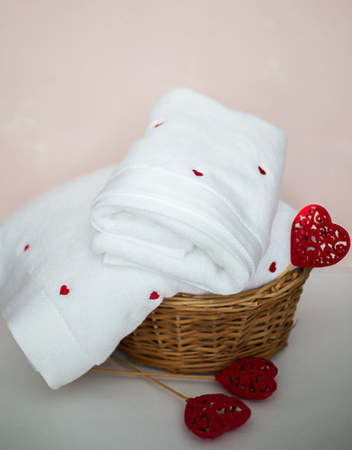 Набор полотенец для ванной 3 пр. Soft Cotton LOVE хлопковый микрокоттон красный, фото, фотография