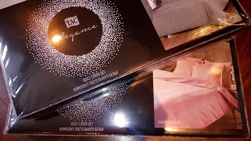 Постельное белье TAC LUX CLEMENCE хлопковый сатин-жаккард делюкс ПВХ кремовый евро, фото, фотография