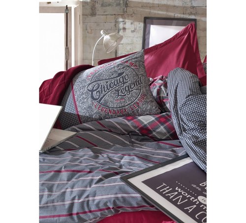 Постельное белье Cotton Box MASCULINE JONAS хлопковый ранфорс бордовый 1,5 спальный, фото, фотография