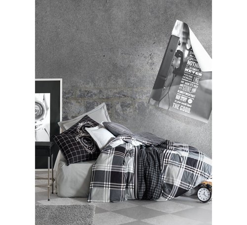 Постельное белье Cotton Box MASCULINE RAMOS хлопковый ранфорс серый 1,5 спальный, фото, фотография