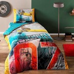 Комплект подросткового постельного белья TAC PLANE хлопковый ранфорс зелёный 1,5 спальный, фото, фотография