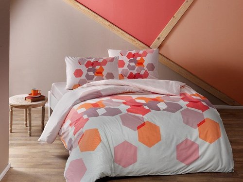 Комплект подросткового постельного белья TAC ARROW хлопковый ранфорс бирюзовый 1,5 спальный, фото, фотография