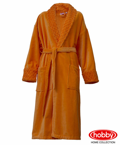 Халат женский Hobby Home Collection ANGORA хлопковая махра оранжевый M, фото, фотография