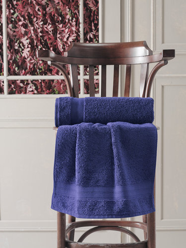 Полотенце для ванной Karna DESTAN хлопковая махра синий 70х140, фото, фотография