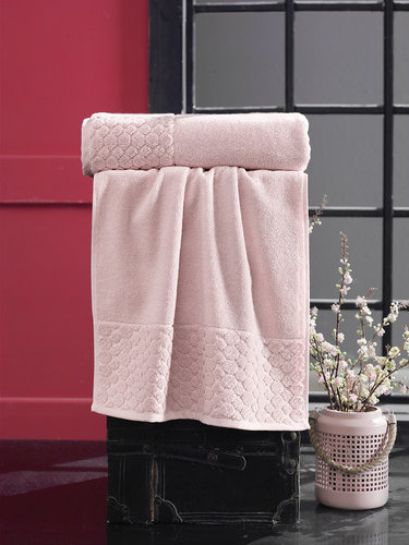 Полотенце для ванной Karna PONPON хлопковая махра абрикосовый 50х90, фото, фотография