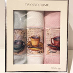 Подарочный набор кухонных полотенец Tivolyo Home CUPS хлопковая вафля, фото, фотография