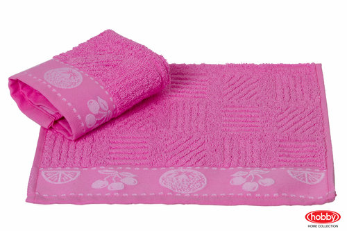 Полотенце кухонное Hobby Home Collection MEYVE BAHCESI хлопковая махра розовый 30х30, фото, фотография