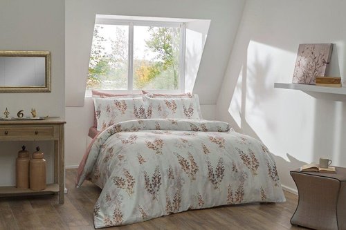 Постельное белье TAC PREMIUM DIGITAL JIANNA хлопковый сатин deluxe коричневый 1,5 спальный, фото, фотография
