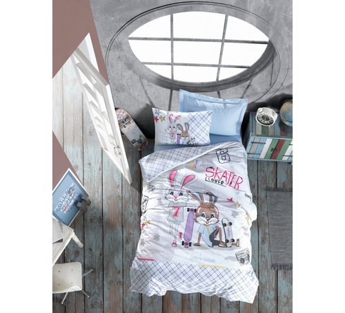Детское постельное белье Cotton Box GIRLS & BOYS SKATE хлопковый ранфорс голубой 1,5 спальный, фото, фотография