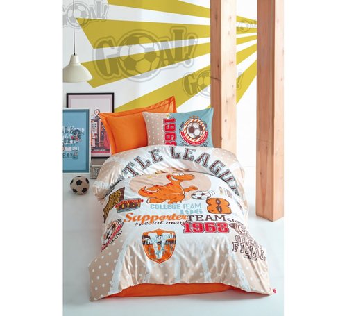 Детское постельное белье Cotton Box GIRLS & BOYS LITTLE TEAM хлопковый ранфорс оранжевый 1,5 спальный, фото, фотография