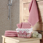 Подарочный набор полотенец-салфеток 30х30 6 шт. PRUVA хлопковая махра грязно-розовый, фото, фотография