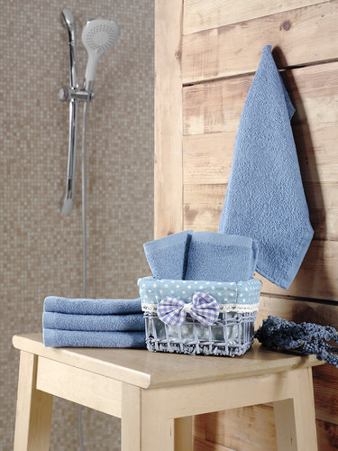 Подарочный набор полотенец-салфеток 30х30 6 шт. PRUVA хлопковая махра голубой, фото, фотография
