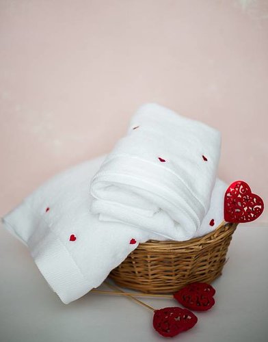 Набор полотенец для ванной 50х100, 75х150 Soft Cotton LOVE хлопковый микрокоттон красный, фото, фотография