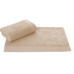 Набор полотенец для ванной 50х100, 75х150 Soft Cotton LEAF хлопковый микрокоттон бежевый, фото, фотография