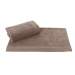 Набор полотенец для ванной 50х100, 75х150 Soft Cotton LEAF хлопковый микрокоттон коричневый, фото, фотография