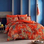 Постельное белье TAC PREMIUM DIGITAL MARISOL хлопковый сатин deluxe оранжевый 1,5 спальный, фото, фотография
