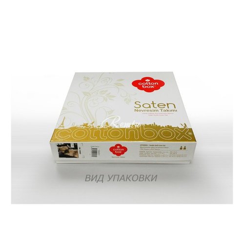 Постельное белье Cotton Box SATEN SEVGI хлопковый сатин бирюзовый+бежевый евро, фото, фотография