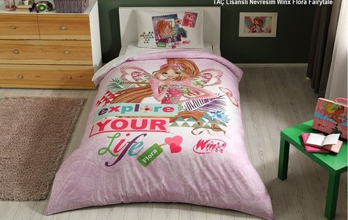 Детское постельное белье TAC WINX FLORA FAIRYTALE хлопковый ранфорс 1,5 спальный, фото, фотография
