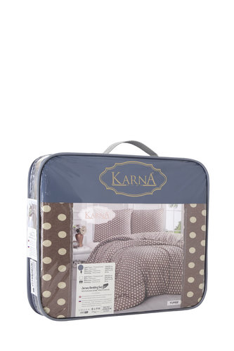 Постельное белье Karna YUMSE хлопковый трикотаж кофейный 1,5 спальный, фото, фотография