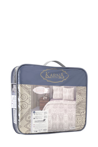 Постельное белье Karna FLOWEN хлопковый трикотаж 1,5 спальный, фото, фотография