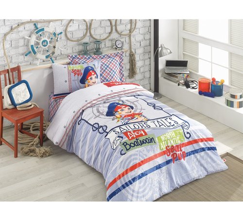 Детское постельное белье Cotton Box GIRLS & BOYS AHOOY хлопковый ранфорс голубой 1,5 спальный, фото, фотография