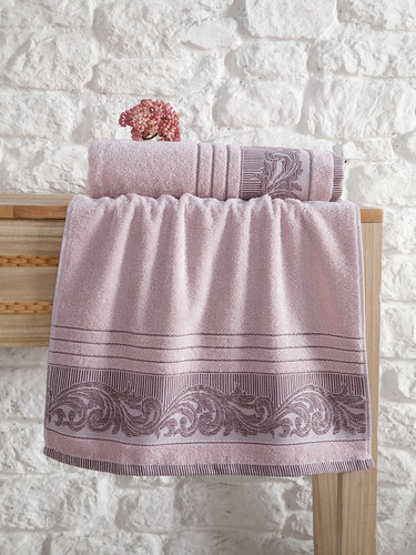 Полотенце для ванной Karna MERVAN хлопковая махра пудра 70х140, фото, фотография