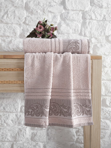 Полотенце для ванной Karna MERVAN хлопковая махра абрикосовый 50х90, фото, фотография