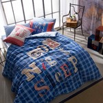 Комплект подросткового постельного белья TAC GOOD NIGHT хлопковый ранфорс голубой 1,5 спальный, фото, фотография