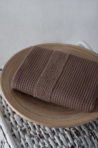 Кухонное полотенце Karna TRUVA хлопковый микрокоттон коричневый 40х60, фото, фотография