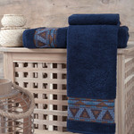 Полотенце для ванной Karna GIZA хлопковая махра синий 70х140, фото, фотография